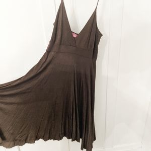 Love Culture Brown Olive Spaghetti Strap Dress